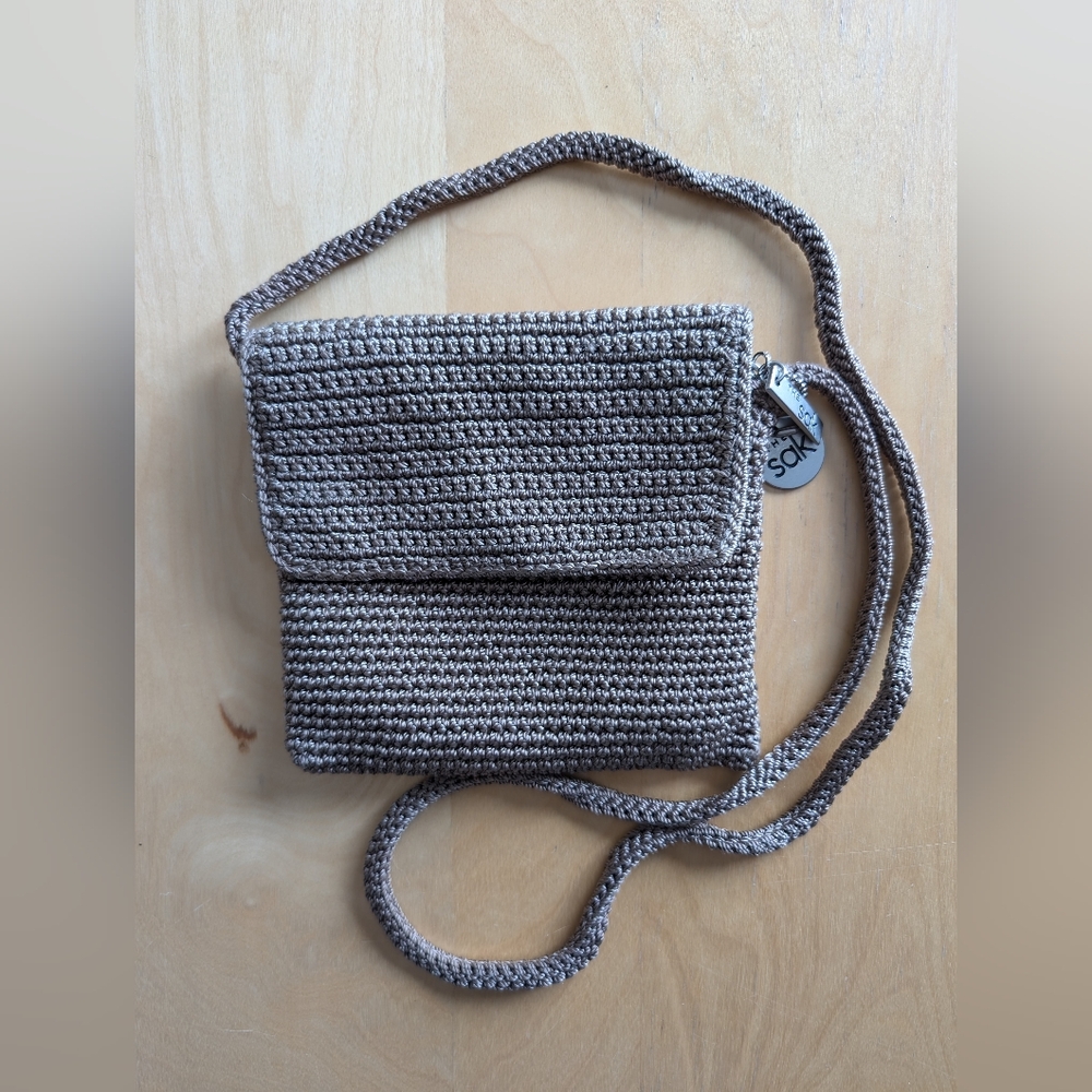 The Sak | Small Beige Crochet Crossbody Bag, with Front Flat - Picture 1 of 16